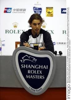 Rafael Nadal of Spain attends a press conference PK Pressekonferenz for the 2015 Shanghai Rolex Masters tennis tournament in Shanghai, China, 16 October 2015. Rafael Nadal attends press conference at Shanghai Rolex Masters  20151016_12428