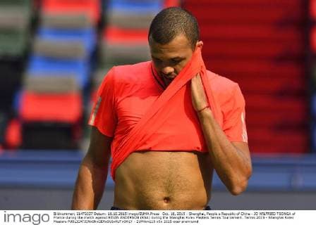 Oct. 16, 2015 - Shanghai, People s Republic of China - JO WILFRIED TSONGA of France during the match against KEVIN ANDERSON (RSA) during the Shanghai Rolex Masters Tennis Tournament. Tennis 2015 - Shanghai Rolex Masters  - ZUMAm119