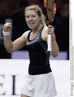 TENNIS - WTA Tennis Damen Generali Ladies 2015 LINZ,AUSTRIA,16.OCT.15 - TENNIS - WTA Tour, Generali Ladies. Image shows the rejoicing of Anna-Lena Friedsam (GER). GEPAxpictures xMatthiasxHauer