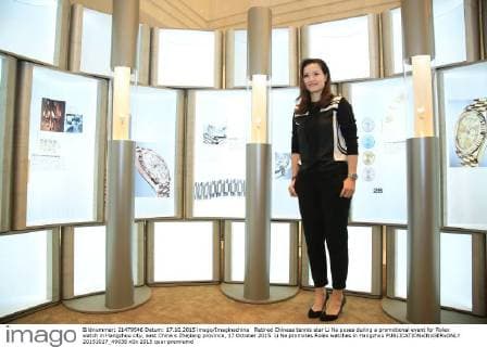 Retired Chinese tennis star Li Na poses during a promotional event for Rolex watch in Hangzhou city, east China s Zhejiang province, 17 October 2015. Li Na promotes Rolex watches in Hangzhou  20151017_49038