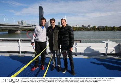 TENNIS - ATP Tennis Herren Erste Bank Open 2015 VIENNA,AUSTRIA,17.OCT.15 - TENNIS - ATP World Tour, Erste Bank Open, draw. Image shows Michael Bryan (AUS), Tommy Haas (GER) and Andreas Haider-Maurer (AUT). Keywords: DC Towers. GEPAxpictures xMarioxKneisl