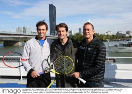 TENNIS - ATP Tennis Herren Erste Bank Open 2015 VIENNA,AUSTRIA,17.OCT.15 - TENNIS - ATP World Tour, Erste Bank Open, draw. Image shows Michael Bryan (AUS), Tommy Haas (GER) and Andreas Haider-Maurer (AUT). Keywords: DC Towers. GEPAxpictures xMarioxKneisl