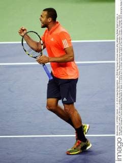 Jo-Wilfried Tsonga of France reacts after defeating Rafael Nadal of Spain in their semi-final match of the men s singles during the 2015 Shanghai Rolex Masters tennis tournament in Shanghai, China, 17 October 2015. Jo-Wilfried Tsonga of France defeated Rafael Nadal of Spain 2-1 (6-4 0-6 7-5) in their semi-final match of the men s singles during the 2015 Shanghai Rolex Masters tennis tournament in Shanghai, China, 17 October 2015. Jo-Wilfried Tsonga ousts Rafael Nadal to advance to final at Shanghai Rolex Masters  20151017_32321