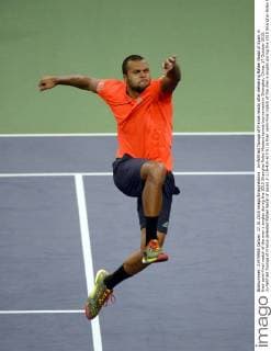 Jo-Wilfried Tsonga of France reacts after defeating Rafael Nadal of Spain in their semi-final match of the men s singles during the 2015 Shanghai Rolex Masters tennis tournament in Shanghai, China, 17 October 2015. Jo-Wilfried Tsonga of France defeated Rafael Nadal of Spain 2-1 (6-4 0-6 7-5) in their semi-final match of the men s singles during the 2015 Shanghai Rolex Masters tennis tournament in Shanghai, China, 17 October 2015. Jo-Wilfried Tsonga ousts Rafael Nadal to advance to final at Shanghai Rolex Masters  20151017_09602