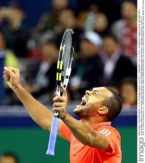 (151017) -- SHANGHAI, Oct. 17, 2015 -- Jo-Wilfried Tsonga of France celebrates after winning Rafael Nadal of Spain during their semifinal match at the Shanghai Masters tennis tournament in Shanghai, east China, on Oct. 17, 2015. Jo-Wilfried Tsonga won 2-1.) (SP)CHINA-SHANGHAI-TENNIS-SHANGHAI MASTERS (CN) FanxJun 