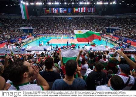 17.10.2015, Armeec Arena, Sofia Volleyball, Europameisterschaft, Halbfinale, Bulgarien Übersicht Uebersicht Armeec Arena Sofia Feature Fans Zuschauer