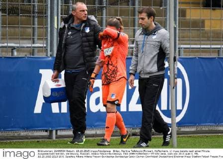 Bitter, Martina Tufekovic (Torwart, Hoffenheim, 1) muss bereits nach einer Minute ausgewechselt werden, Verletzung, Fussball, Allianz Frauen-Bundesliga, TSG 1899 Hoffenheim - FF USV Jena, xozx