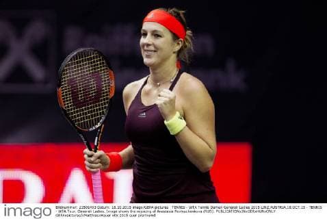 TENNIS - WTA Tennis Damen Generali Ladies 2015 LINZ,AUSTRIA,18.OCT.15 - TENNIS - WTA Tour, Generali Ladies. Image shows the rejoicing of Anastasia Pavlyuchenkova (RUS). GEPAxpictures xMatthiasxHauer