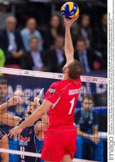 18.10.2015, Armeec Arena, Sofia Volleyball, Europameisterschaft, Spiel Platz 3 4, Bulgarien vs. Italien Zuspiel Georgi Bratoev ( 1 BUL)