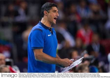Volleyball, EM Finale, Sieger Frankreich 18.10.2015, Armeec Arena, Sofia Volleyball, Europameisterschaft, Finale, Frankreich vs. Slowenien Andrea Giani (Trainer Coach SLO)