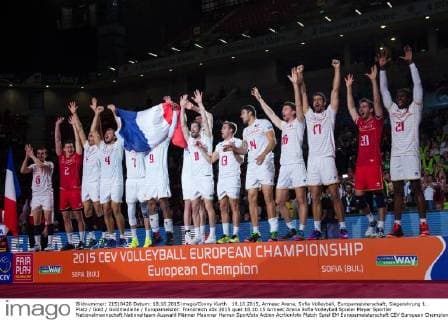 18.10.2015, Armeec Arena, Sofia Volleyball, Europameisterschaft, Siegerehrung 1. Platz Gold Goldmedaille Europameister: Frankreich