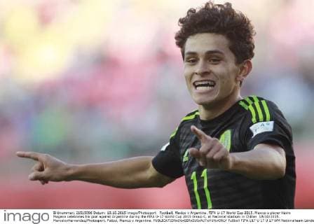 Football, Mexico v Argentina. FIFA U-17 World Cup 2015. Mexico s player Kevin Magana celebrates his goal against Argentina during the FIFA U-17 World Cup 2015 Group C, at Nacional stadium in Chillan 18 10 2015. MarceloxHernandez Photosport. Futbol, Mexico v Argentina. 