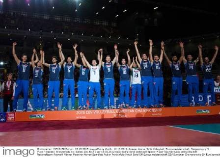 18.10.2015, Armeec Arena, Sofia Volleyball, Europameisterschaft, Siegerehrung 3. Platz Bronze Bronzemedaille: Italien