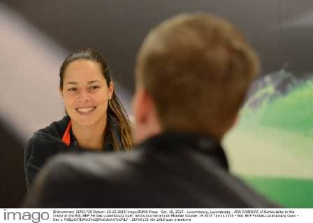 Oct. 19, 2015 - Luxembourg, Luxembourg - ANA IVANOVIC of Serbia talks to the media at the BGL BNP Paribas Luxembourg Open tennis tournament on Monday October 19 2015 Tennis 2015 - BGL BNP Paribas Luxembourg Open - Day 1 - ZUMAl132