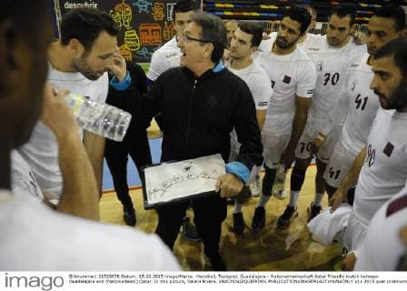 Handball, Testspiel, Guadalajara - Nationalmannschaft Katar Friendly match between Guadalajara and (Nationalteam) Qatar. In this picture, Valero Rivera. xNACHOxIZQUIERDOx 