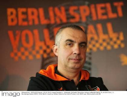 Volleyball, PK Berlin Recycling Volleys Volleyball Berlin 20.10.2015 DVL 1. Bundesliga Saison 2015 2016 Berlin recycling Volleys Roberto Serniotti (Trainer)