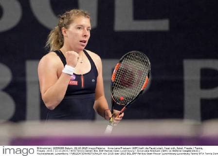 Anna-Lena Friedsam (GER) ballt die Faust jubelt, freut sich, Jubel, Freude Tennis, Frauen, 2015 22.10.2015 WTA Tennis Damen BGL BNP Paribas Open Luxembourg - Anna-Lena Friedsam (GER) vs Stefanie Voegele (SUI) Kockelscheuer, Luxemburg 