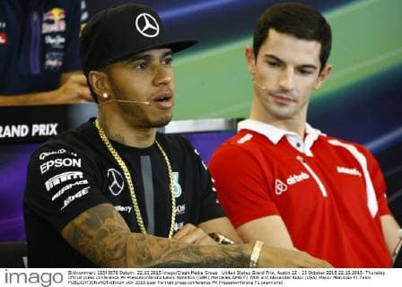 United States Grand Prix, Austin 22 - 25 October 2015 22.10.2015- Thursday official press conference PK Pressekonferenz Lewis Hamilton (GBR) Mercedes AMG F1 W06 and Alexander Rossi (USA) Manor Marussia F1 Team 