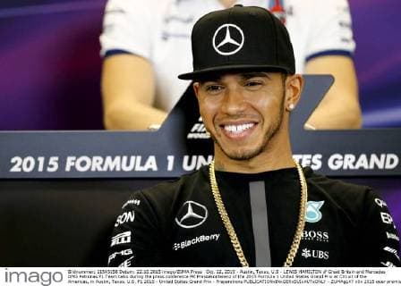 Oct. 22, 2015 - Austin, Texas, U.S - LEWIS HAMILTON of Great Britain and Mercedes AMG Petronas F1 Team talks during the press conference PK Pressekonferenz of the 2015 Formula 1 United States Grand Prix at Circuit of the Americas, in Austin, Texas, U.S. F1 2015 - United States Grand Prix - Preparations - ZUMAg147