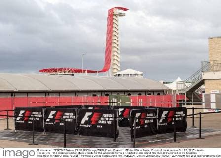 Formel 1, GP der USA in Austin, Circuit of the Americas Oct. 22, 2015 - Austin, Texas, U.S - The interview section stands ready for this weekends Formula 1 United States Grand Prix race at the Circuit of the Americas race track in Austin,Texas. F1 2015 - Formula 1 United States Grand Prix. - ZUMAw300