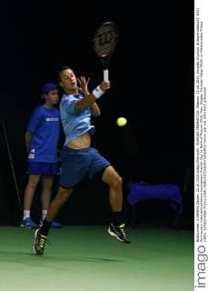 RUSSIAN FEDERATION. Moscow. 22 oct.2015. complex OLympic (Indoore stadium). XXVI Anniversary International tennis tournament Kremlin Cup by Bank of Moscow 2015. Men, Singles. Karatsev Aslan (RUS) vs Kohlschreiber Philipp (GER). Kohlschreiber Philipp (GER) 