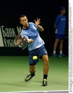RUSSIAN FEDERATION. Moscow. 22 oct.2015. complex OLympic (Indoore stadium). XXVI Anniversary International tennis tournament Kremlin Cup by Bank of Moscow 2015. Men, Singles. Karatsev Aslan (RUS) vs Kohlschreiber Philipp (GER). Kohlschreiber Philipp (GER) 