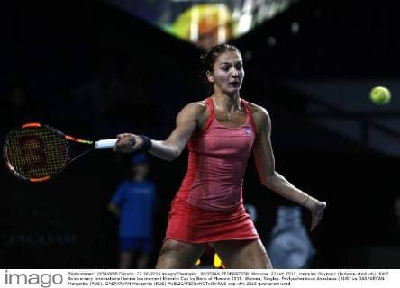 RUSSIAN FEDERATION. Moscow. 22 oct.2015. complex OLympic (Indoore stadium). XXVI Anniversary International tennis tournament Kremlin Cup by Bank of Moscow 2015. Women, Singles. Pavlyuchenkova Anastasia (RUS) vs GASPARYAN Margarita (RUS). GASPARYAN Margarita (RUS) 