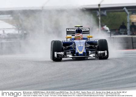 Oct. 23, 2015 - Austin, Texas, U.S - Sauber driver Giedo van der Garde (36) of Netherlands in action during the first practice session before the Formula 1 United States Grand Prix race at the Circuit of the Americas race track in Austin,Texas. F1 2015 - Formula 1 United States Grand Prix. - ZUMAw300