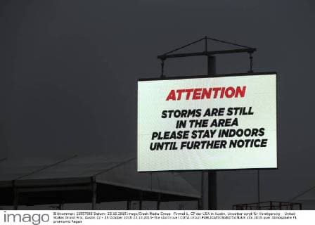 Formel 1, GP der USA in Austin, Unwetter sorgt für Verzögerung United States Grand Prix, Austin 22 - 25 October 2015 23.10.2015- the storm over COTA circuit 