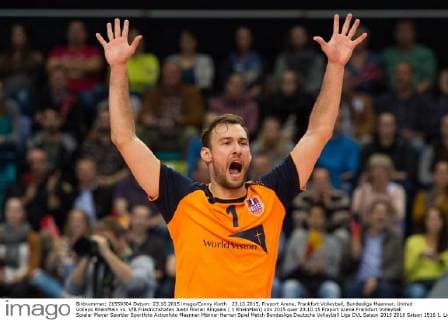 23.10.2015, Fraport Arena, Frankfurt Volleyball, Bundesliga Maenner, United Volleys RheinMain vs. VfB Friedrichshafen Juebl Florian Ringseis ( 1 RheinMain)