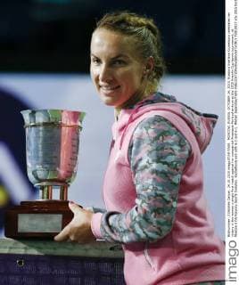 MOSCOW, RUSSIA. OCTOBER 24, 2015. Russia s Svetlana Kuznetsova celebrates her victory in the women s single final match against her compatriot Anastasia Pavlyuchenkova at the 2015 Kremlin Cup tennis tournament, at Moscow s Olympiysky Sports Complex. Kuznetsova won with 6-2 and 6-1. Mikhail Japaridze TASS  TS010827