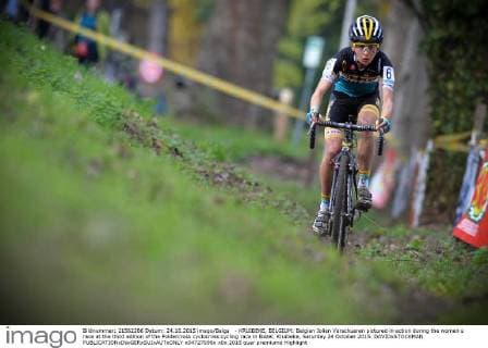 - KRUIBEKE, BELGIUM: Belgian Jolien Verschueren pictured in action during the women s race at the third edition of the Poldercross cyclocross cycling race in Bazel, Kruibeke, Saturday 24 October 2015. DAVIDxSTOCKMAN  x04727098x