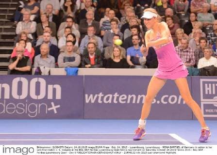Oct. 24, 2015 - Luxembourg, Luxembourg - MONA BARTHEL of Germany in action in her semifinal match v. S. Voegele at the BGL BNP Paribas Luxembourg Open tennis tournament on Saturday October 24 2015 Tennis 2015 - BGL BNP Paribas Luxembourg Open - Day 6 - ZUMAl132