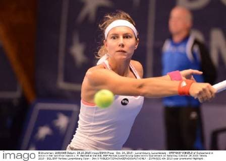 Oct. 24, 2015 - Luxembourg, Luxembourg - STEFANIE VOEGELE of Switzerland in action in her semifinal match v. M. Barthel at the BGL BNP Paribas Luxembourg Open tennis tournament on Saturday October 24 2015 Tennis 2015 - BGL BNP Paribas Luxembourg Open - Day 6 - ZUMAl132
