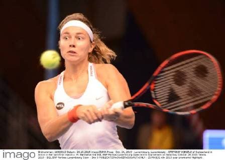Oct. 24, 2015 - Luxembourg, Luxembourg - STEFANIE VOEGELE of Switzerland in action in her semifinal match v. M. Barthel at the BGL BNP Paribas Luxembourg Open tennis tournament on Saturday October 24 2015 Tennis 2015 - BGL BNP Paribas Luxembourg Open - Day 6 - ZUMAl132
