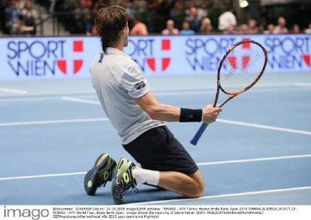 TENNIS - ATP Tennis Herren Erste Bank Open 2015 VIENNA,AUSTRIA,24.OCT.15 - TENNIS - ATP World Tour, Erste Bank Open. Image shows the rejoicing of David Ferrer (ESP). GEPAxpictures xMarioxKneisl