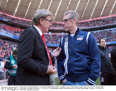 Fussball, 1. BL, 1. Bundesliga, Saison 2015 2016, Herren, Deutschland, 24.10.2015, FC Bayern München - 1. FC Köln, v.l. Vizepräsident Harald Toni Schumacher, vor spiel, Peter Stöger, Trainer 1. FC Köln,
