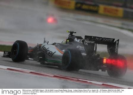 United States Grand Prix, Austin 22 - 25 October 2015 24.10.2015- free practice 3, Sergio Perez (MEX) Sahara Force India F1 Team VJM08 