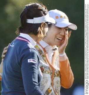 S. Korea s Lee Ji Hee wins NOBUTA Masters GC golf tournament Lee Ji Hee of South Korea (back) is congratulated by her compatriot Jeon Mi Jeong after her victory in the NOBUTA Group Masters GC Ladies golf tournament at Master Golf Club in Miki, Hyogo Prefecture, on Oct. 25, 2015. 