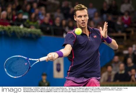 Tennis, Tomas Berdych gewinnt ATP-Turnier in Stockholm 151025 Tjekiens Tomas Berdych under finalen i tennisturneringen Stockholm Open den 25 Oktober 2015 i Stockholm.  Copyright: ANDREASxSANDSTRÖM BB151025BB555