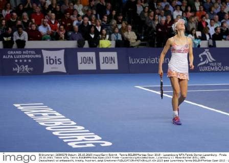 Tennis BGLBNPParibas Open 2015 - Luxembourg WTA Tennis Damen Luxemburg - Finale 25.10.2015, Tennis WTA, Tennis BGLBNPParibas Open 2015 Finale - Luxembourg Kockelscheuer, Luxemburg v.l. Mona Barthel (DEU, GER, Deutschland) ist enttaeuscht, traurig, frustriert, zeigt Emotionen 