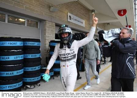 United States Grand Prix, Austin 22 - 25 October 2015 25.10.2015- Qualifying top three: pole positionNico Rosberg (GER) Mercedes AMG F1 W06 2nd Lewis Hamilton (GBR) Mercedes AMG F1 W06 , 3rd Daniel Ricciardo (AUS) Red Bull Racing RB11 
