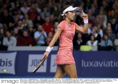 Tennis BGLBNPParibas Open 2015 - Luxembourg WTA Tennis Damen Luxemburg - Finale 25.10.2015, Tennis WTA, Tennis BGLBNPParibas Open 2015 Finale - Luxembourg Kockelscheuer, Luxemburg v.l. Auf dem Weg nach oben: Misaki Doi (JPN, Japan) 