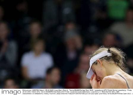 Tennis BGLBNPParibas Open 2015 - Luxembourg WTA Tennis Damen Luxemburg - Finale 25.10.2015, Tennis WTA, Tennis BGLBNPParibas Open 2015 Finale - Luxembourg Kockelscheuer, Luxemburg v.l. Mona Barthel (DEU, GER, Deutschland) ist enttaeuscht, traurig, frustriert, zeigt Emotionen 