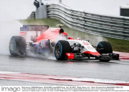 Oct. 25, 2015 - Austin, Texas, U.S - Manor Marussia driver ALEXANDER ROSSI (53) of the United States in action during the qualifying session of the Formula 1 United States Grand Prix race at the Circuit of the Americas race track in Austin,Texas. F1 2015 - Formula 1 United States Grand Prix. - ZUMAw300