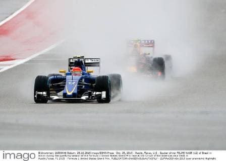 Oct. 25, 2015 - Austin, Texas, U.S - Sauber driver FELIPE NASR (12) of Brasil in action during the qualifying session of the Formula 1 United States Grand Prix race at the Circuit of the Americas race track in Austin,Texas. F1 2015 - Formula 1 United States Grand Prix. - ZUMAw300