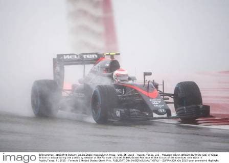 Oct. 25, 2015 - Austin, Texas, U.S - McLaren driver JENSON BUTTON (22) of Great Britain in action during the qualifying session of the Formula 1 United States Grand Prix race at the Circuit of the Americas race track in Austin,Texas. F1 2015 - Formula 1 United States Grand Prix. - ZUMAw300