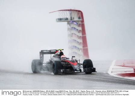 Oct. 25, 2015 - Austin, Texas, U.S - McLaren driver JENSON BUTTON (22) of Great Britain in action during the qualifying session of the Formula 1 United States Grand Prix race at the Circuit of the Americas race track in Austin,Texas. F1 2015 - Formula 1 United States Grand Prix. - ZUMAw300