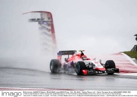 Oct. 25, 2015 - Austin, Texas, U.S - Manor Marussia driver ALEXANDER ROSSI (53) of the United States in action during the qualifying session of the Formula 1 United States Grand Prix race at the Circuit of the Americas race track in Austin,Texas. F1 2015 - Formula 1 United States Grand Prix. - ZUMAw300
