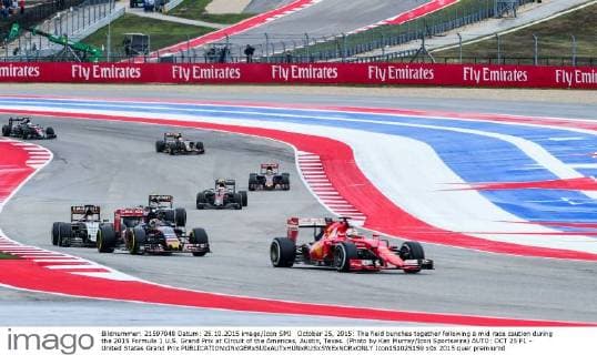 October 25, 2015: The field bunches together following a mid race caution during the 2015 Formula 1 U.S. Grand Prix at Circuit of the Americas, Austin, Texas. (Photo by Ken Murray Icon Sportswire) AUTO: OCT 25 F1 - United States Grand Prix Icon151025159 EDITORIAL USE ONLY